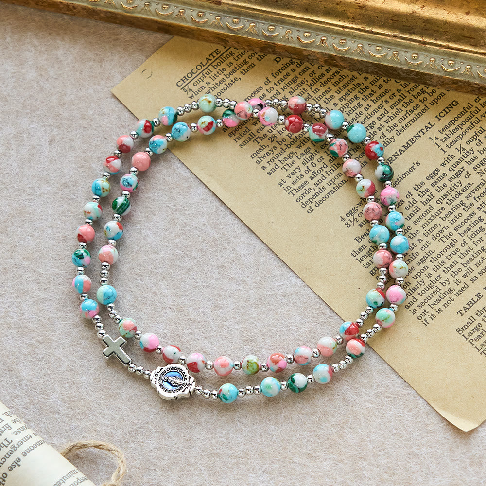 6mm Pastel UV-Glow Rosary Bracelet