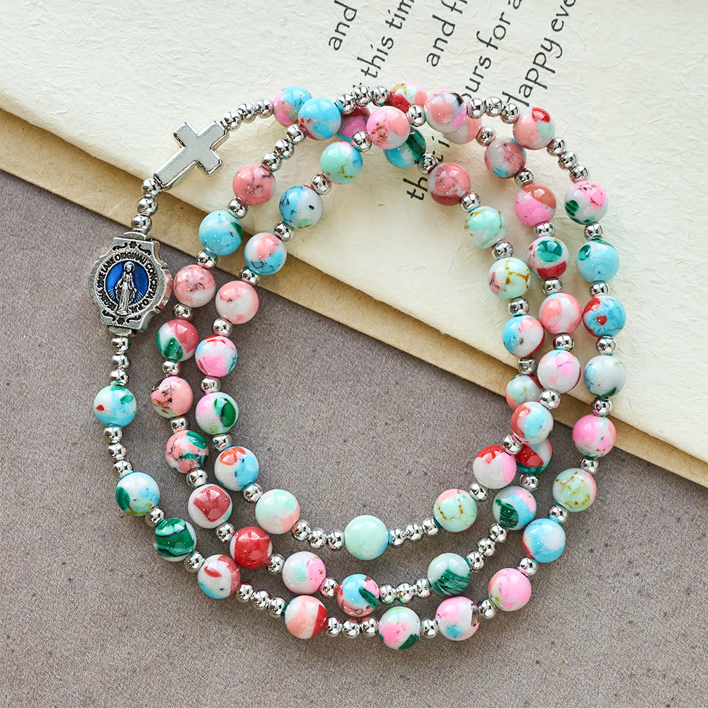 6mm Pastel UV-Glow Rosary Bracelet