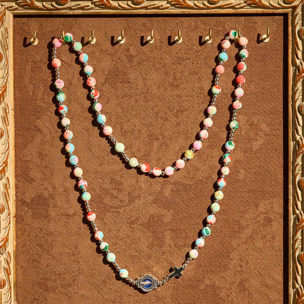 6mm Pastel UV-Glow Rosary Bracelet
