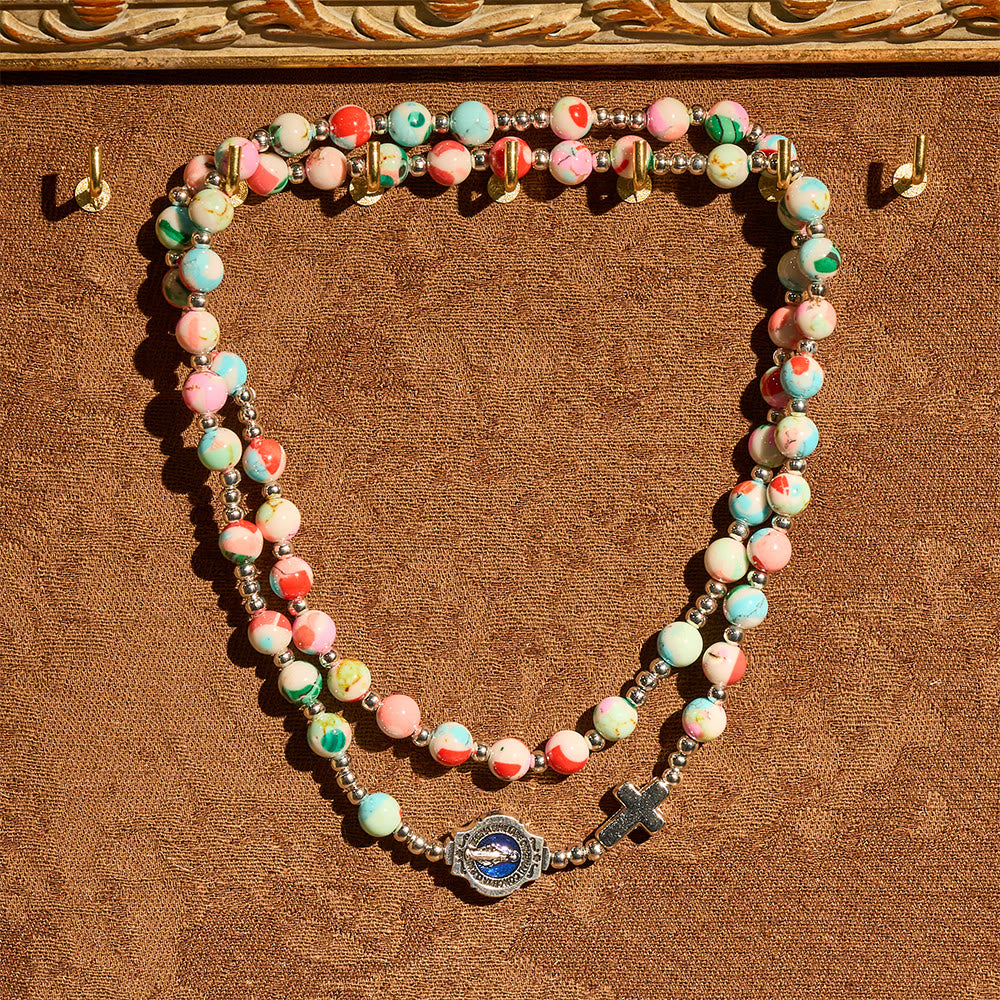 6mm Pastel UV-Glow Rosary Bracelet