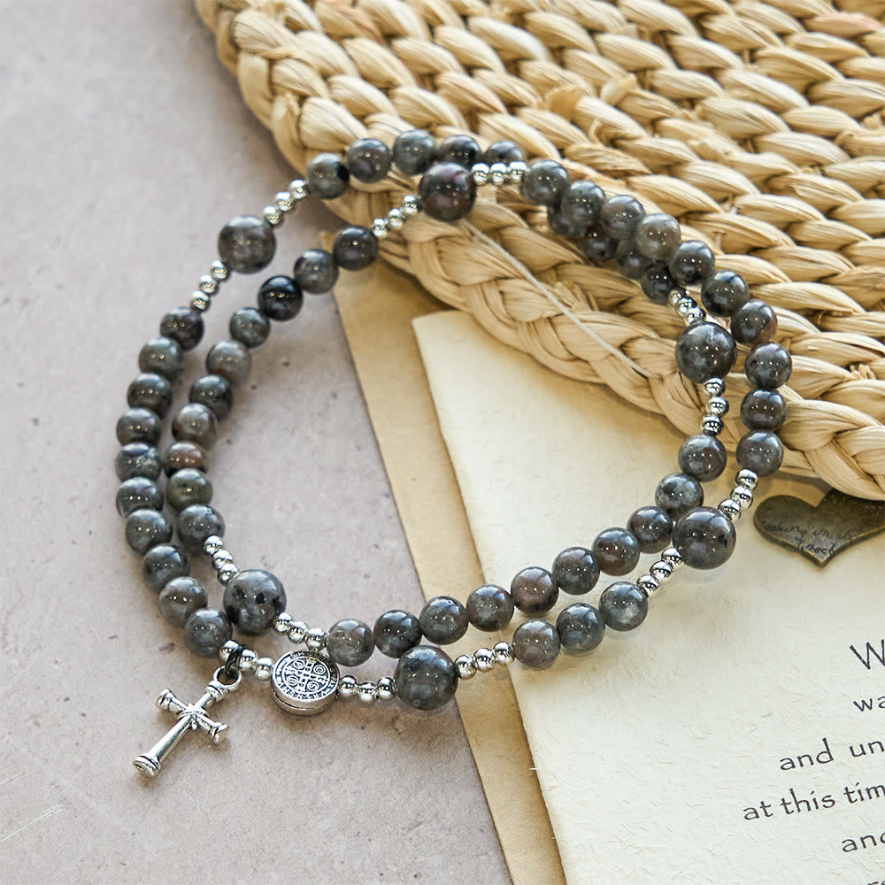 6mm UV-Glow Flame Stone Rosary Bracelet