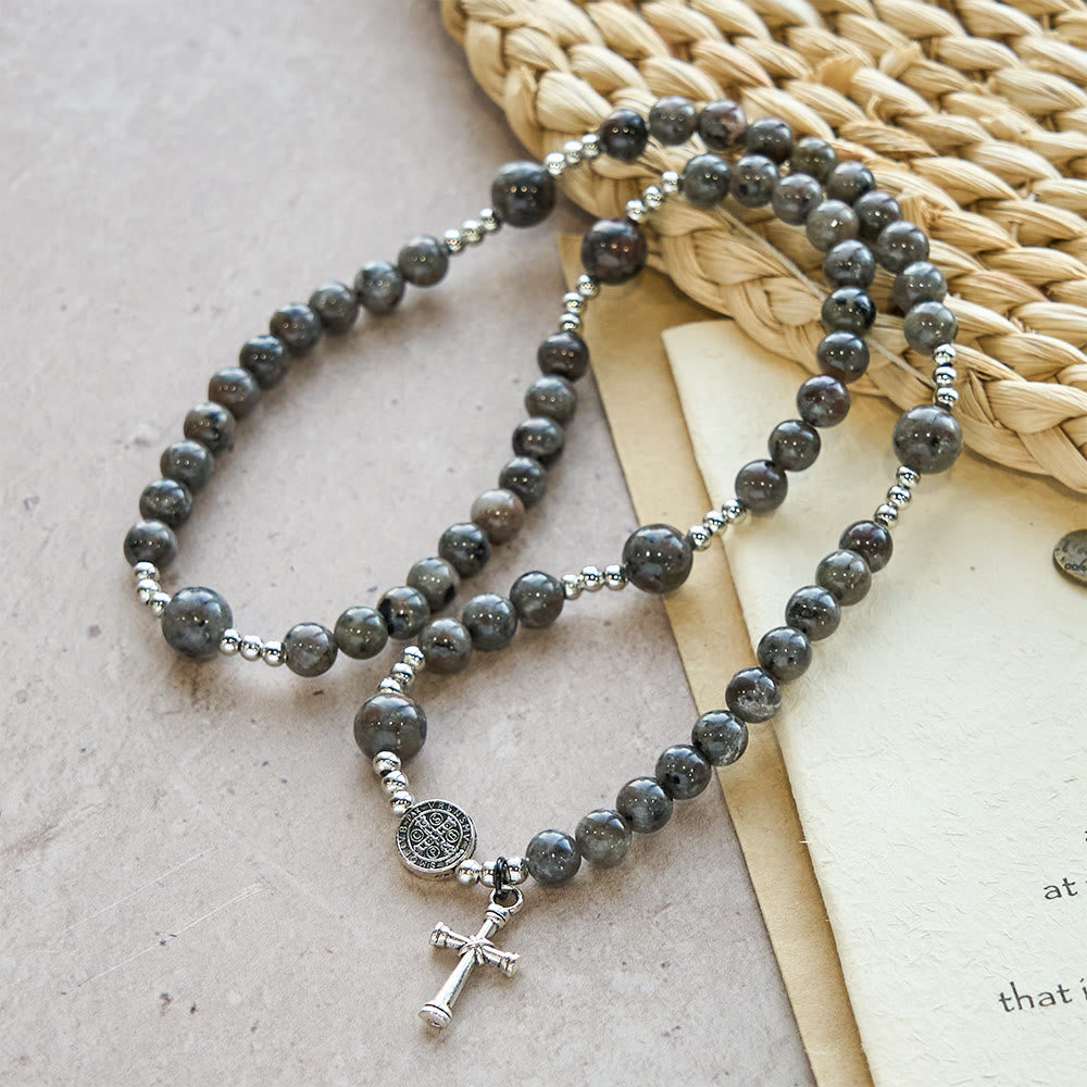 6mm UV-Glow Flame Stone Rosary Bracelet