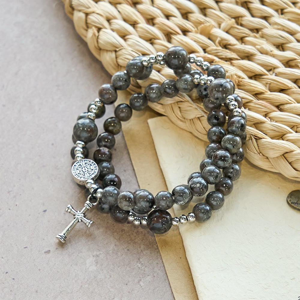 6mm UV-Glow Flame Stone Rosary Bracelet