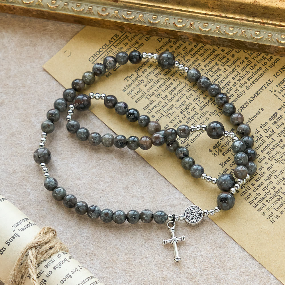 6mm UV-Glow Flame Stone Rosary Bracelet