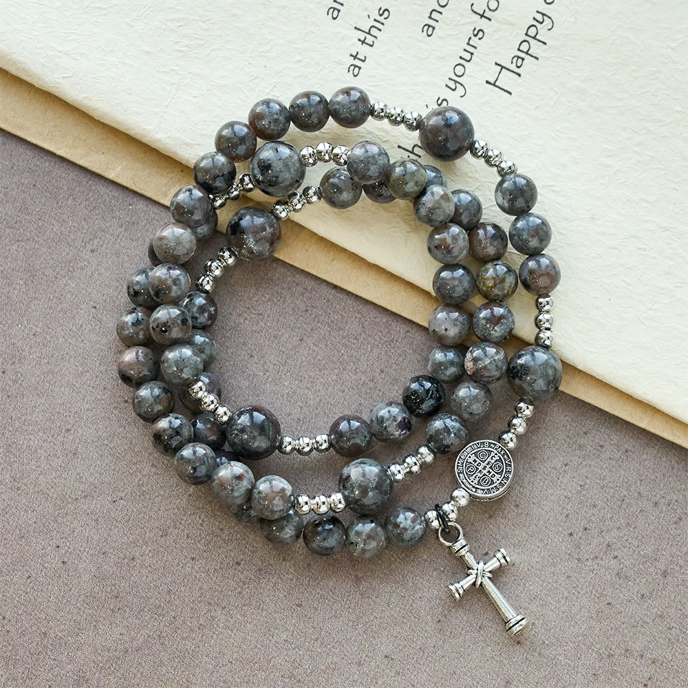 6mm UV-Glow Flame Stone Rosary Bracelet