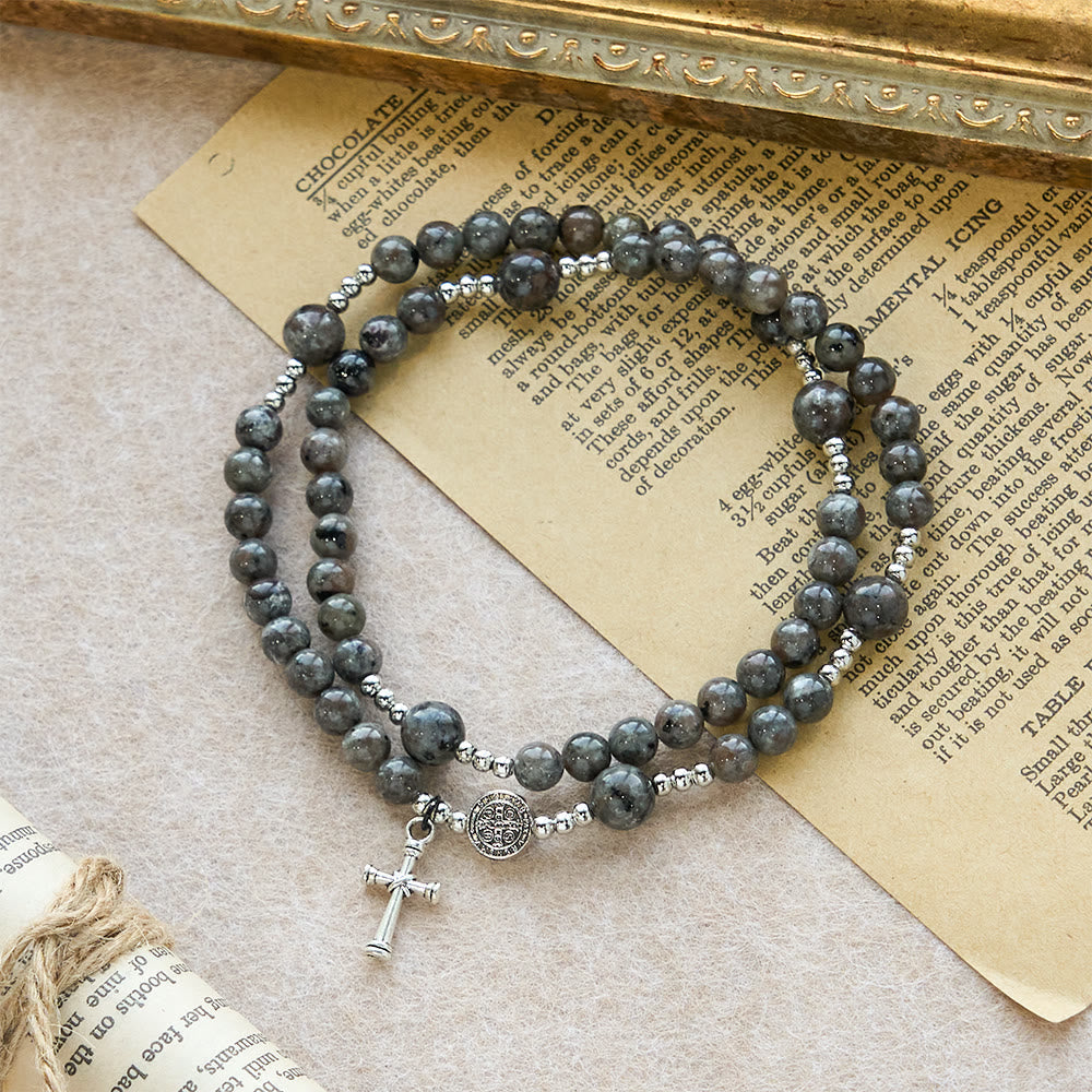 6mm UV-Glow Flame Stone Rosary Bracelet