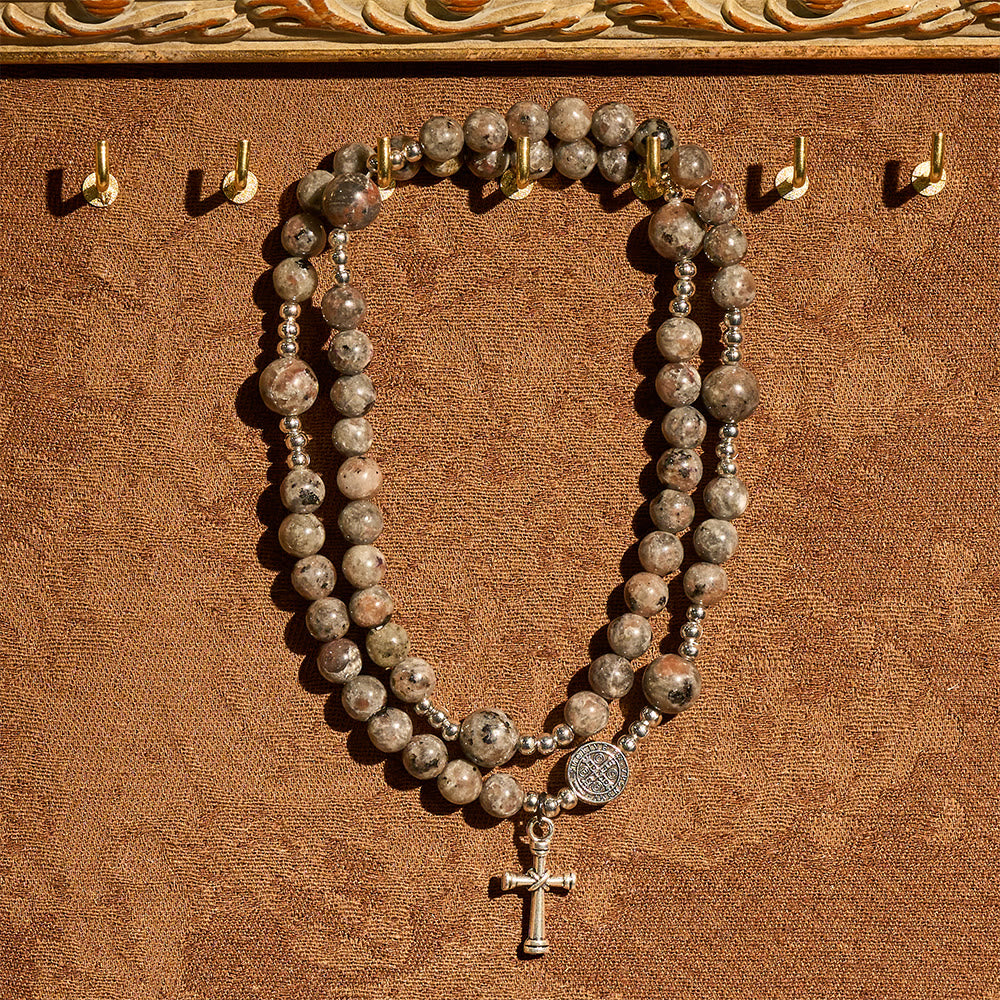 6mm UV-Glow Flame Stone Rosary Bracelet