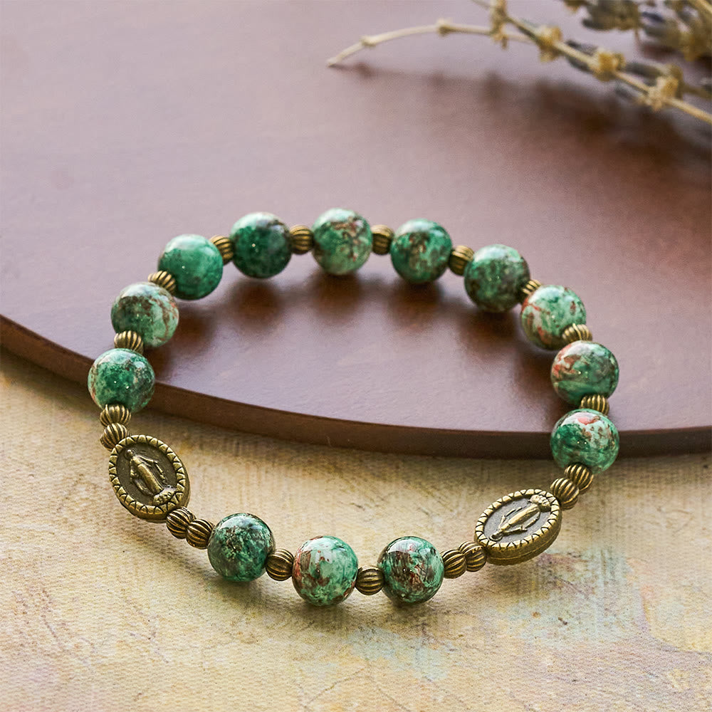 Oil-Painting Glass Rosary, Bracelet
