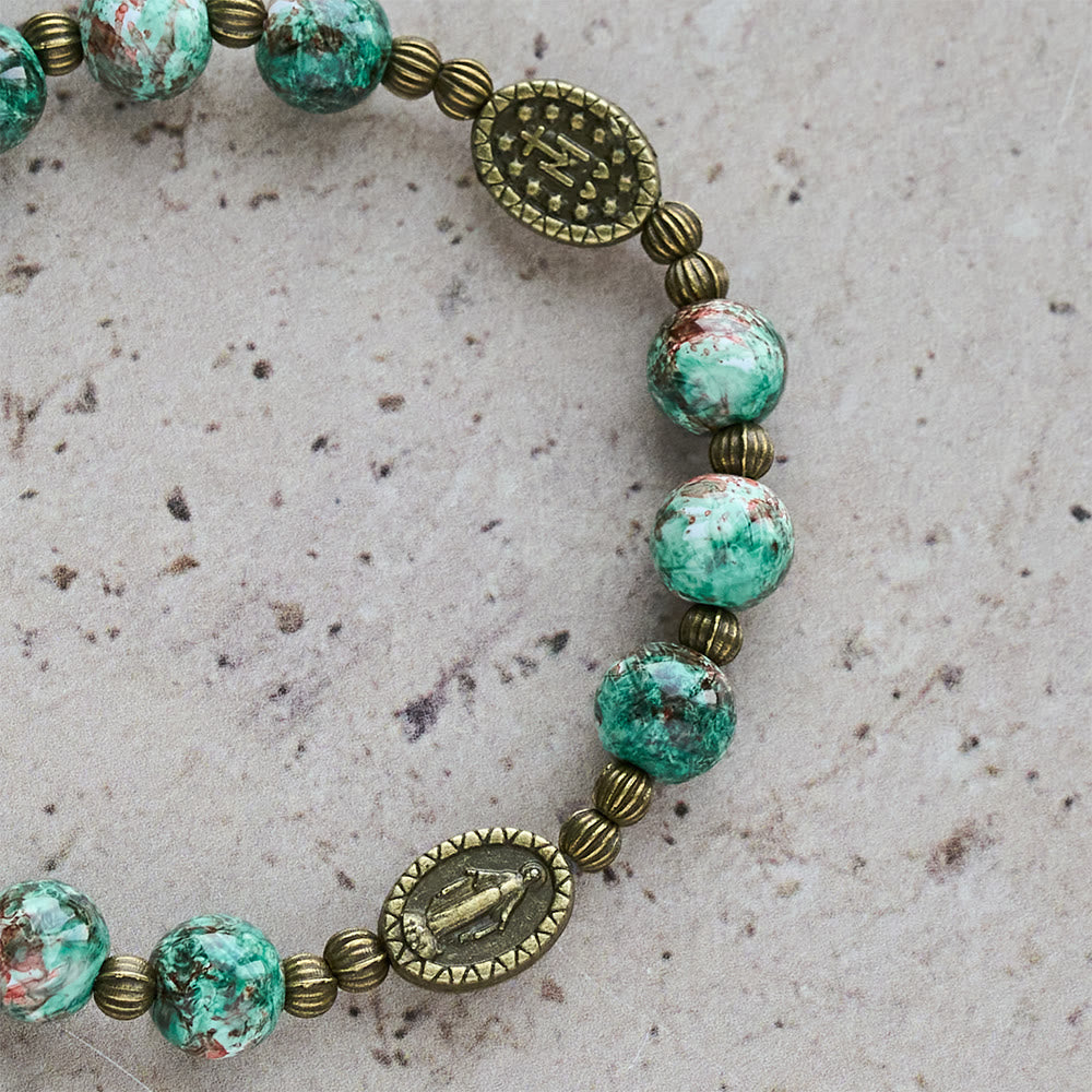 Oil-Painting Glass Rosary, Bracelet