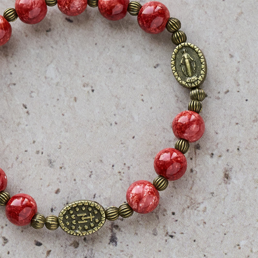 Oil-Painting Glass Rosary, Bracelet