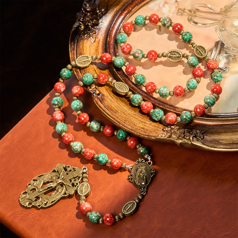 Oil-Painting Glass Rosary, Bracelet