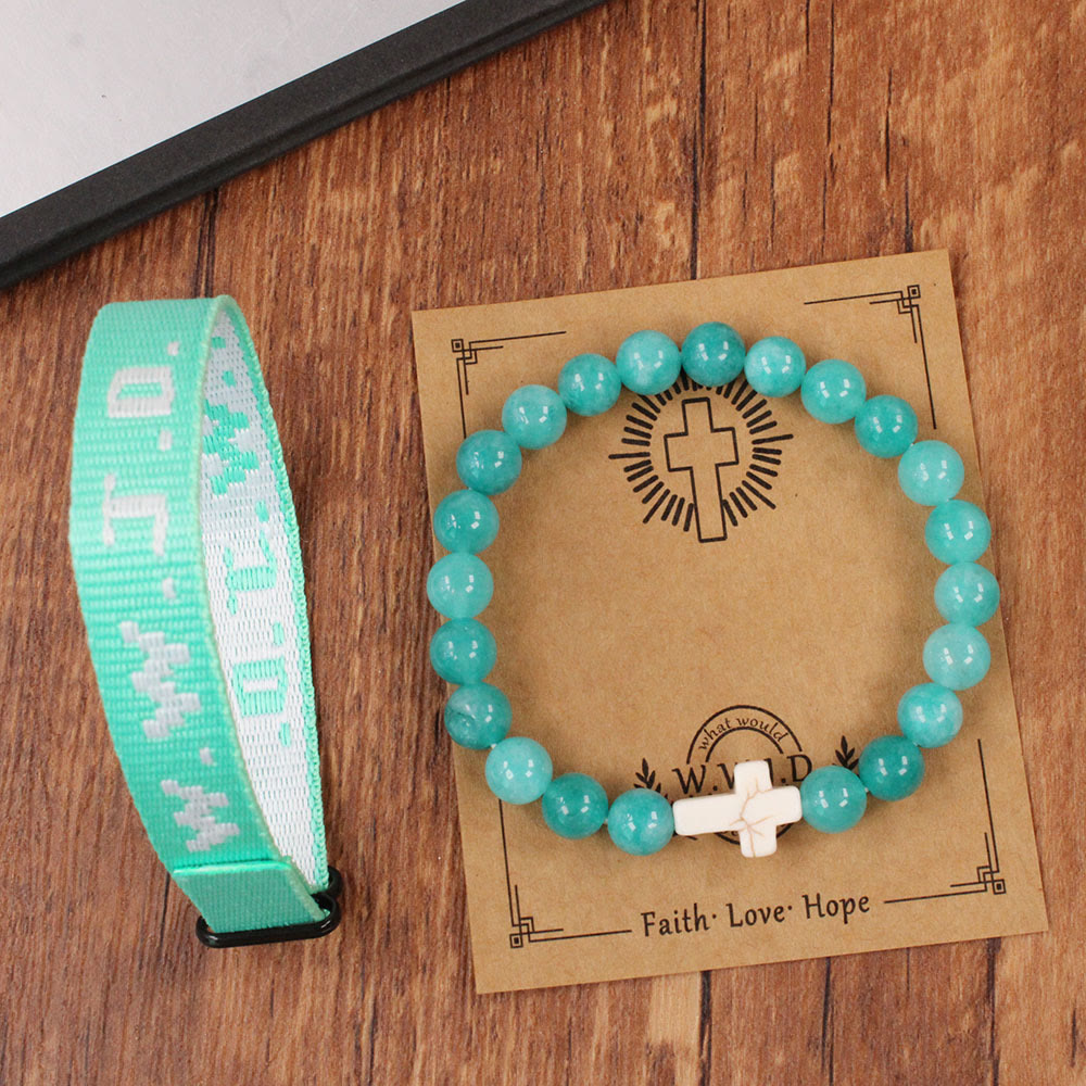 Faith Prompt Bracelet with Cross Bead & WWJD Card
