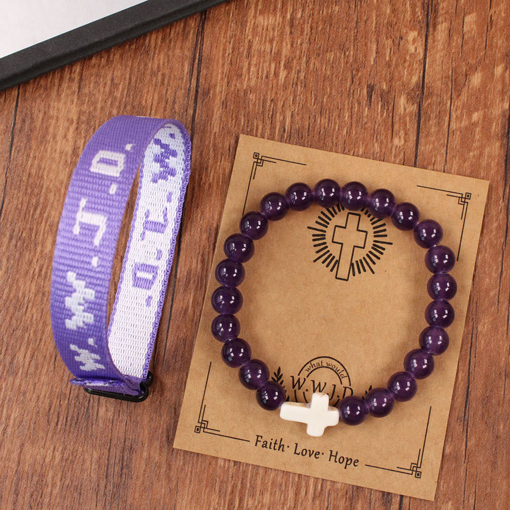 Faith Prompt Bracelet with Cross Bead & WWJD Card