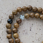 Layered Wooden Cross Bracelet