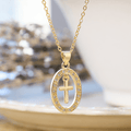 Cross & Shimmering Oval Necklace