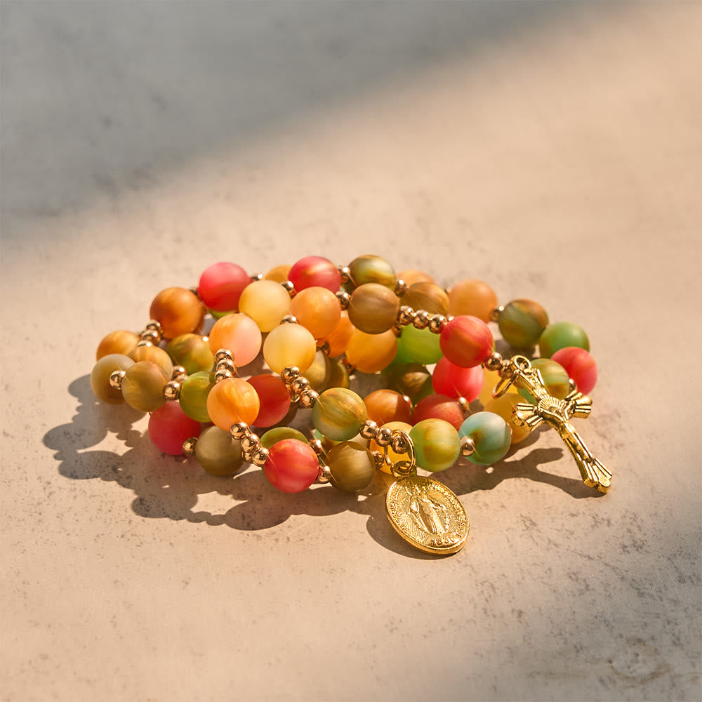 Rainbow Glow Vibrant Faith Rosary Bracelet