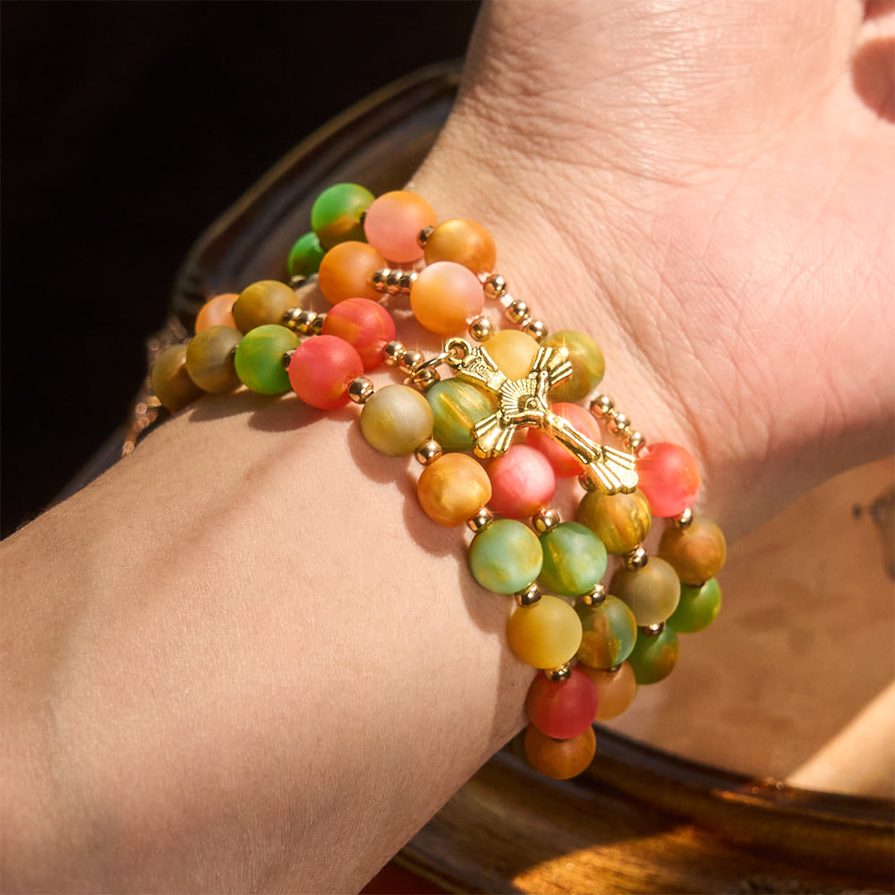Rainbow Glow Vibrant Faith Rosary Bracelet