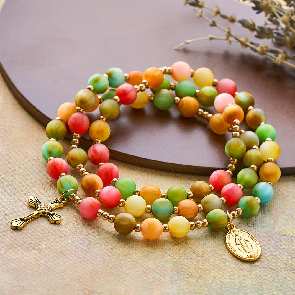 Rainbow Glow Vibrant Faith Rosary Bracelet