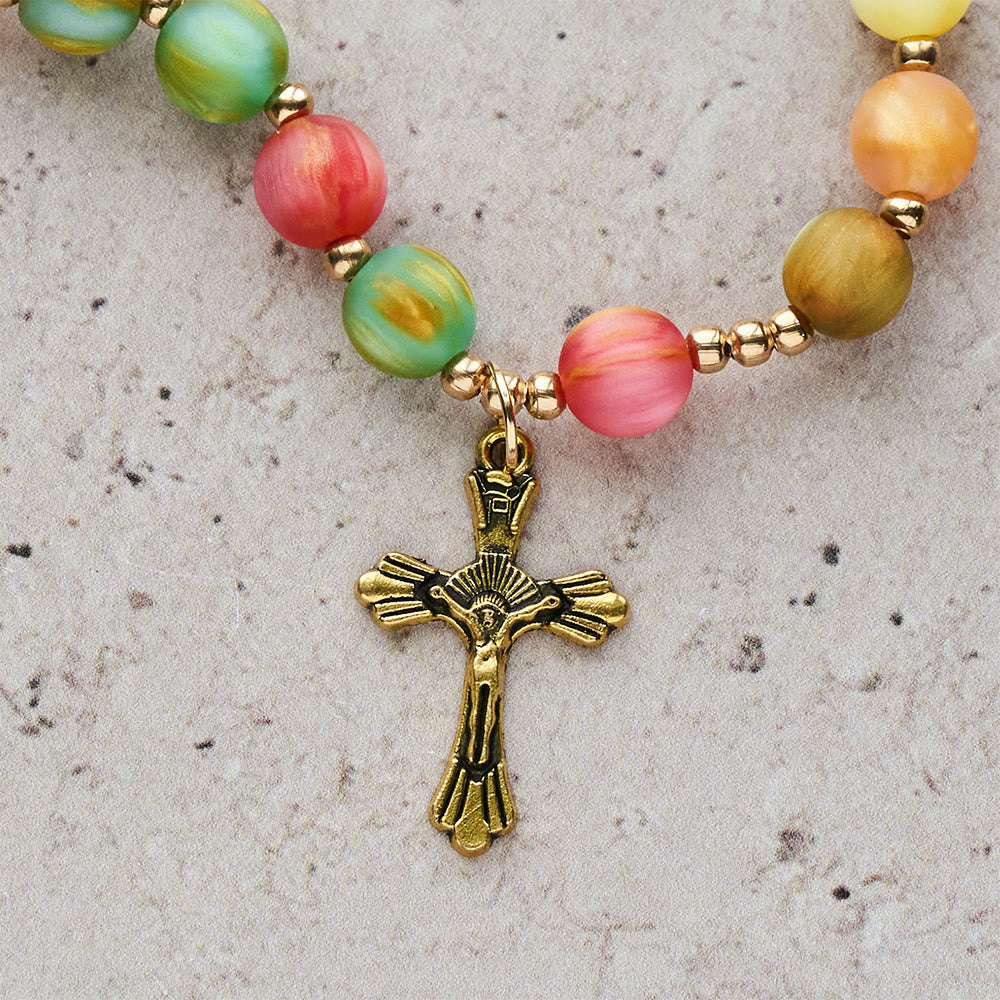 Rainbow Glow Vibrant Faith Rosary Bracelet