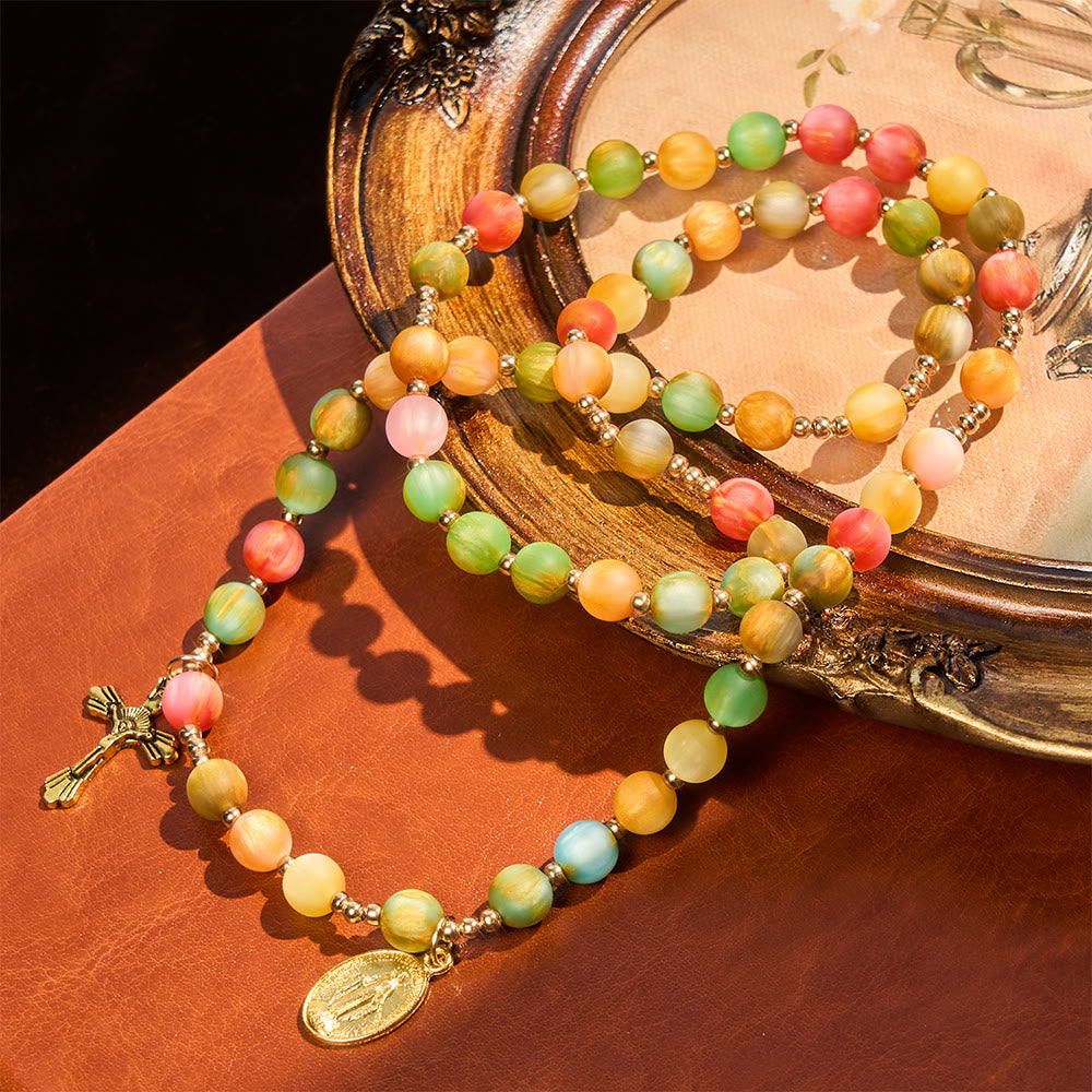 Rainbow Glow Vibrant Faith Rosary Bracelet