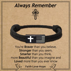 American Flag & Cross Bracelet with Card