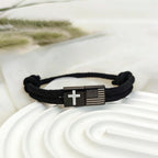 American Flag & Cross Bracelet with Card