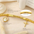 Mustard Seed & Golden Bead Cross Bracelet with God Is Within Her Gift