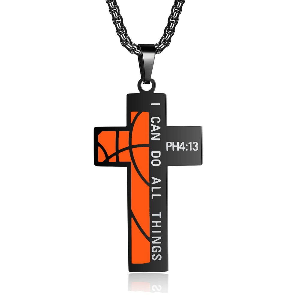 Rugby/Basketball Cross Necklace