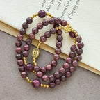 Perilla Wood Multi-Layer Rosary Bracelet with Earthy Beads & Sacred