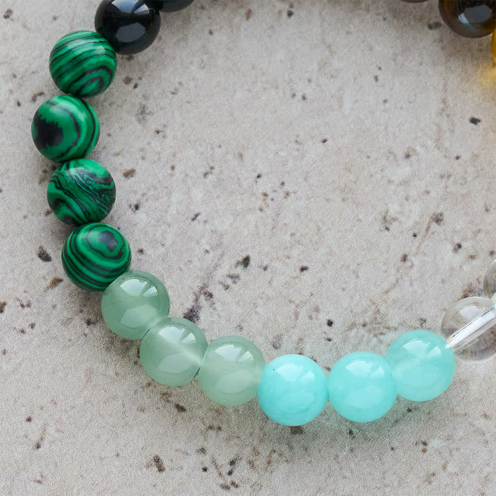 Multi-Natural Stone Faith Bracelet with Assorted Stones & Cross