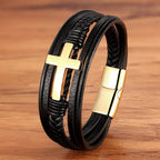 Braided Cross Leather Bracelet