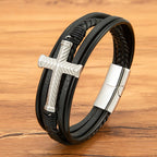 Three-Style Cross Leather Bracelet