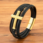 Three-Style Cross Leather Bracelet