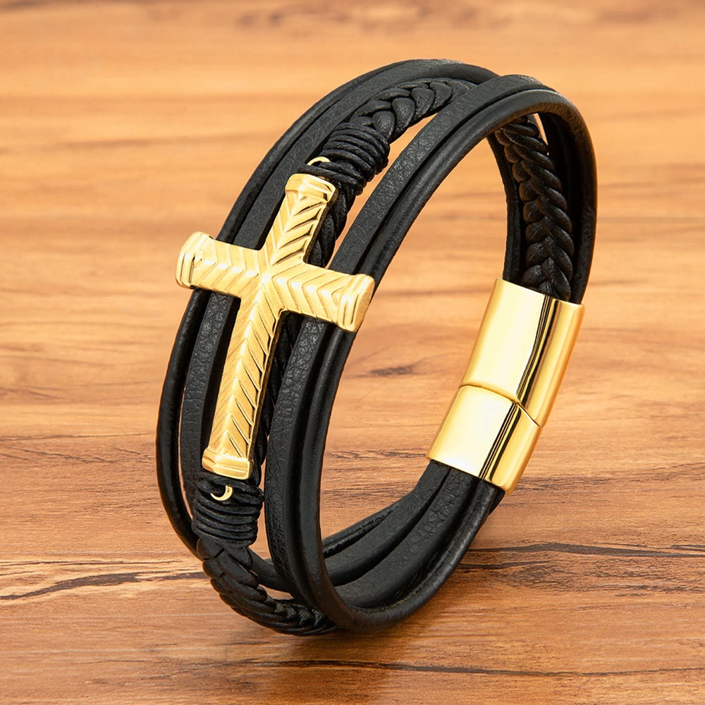 Three-Style Cross Leather Bracelet