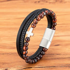 Layered Cross Bracelet with Tiger's Eye Stone Bead