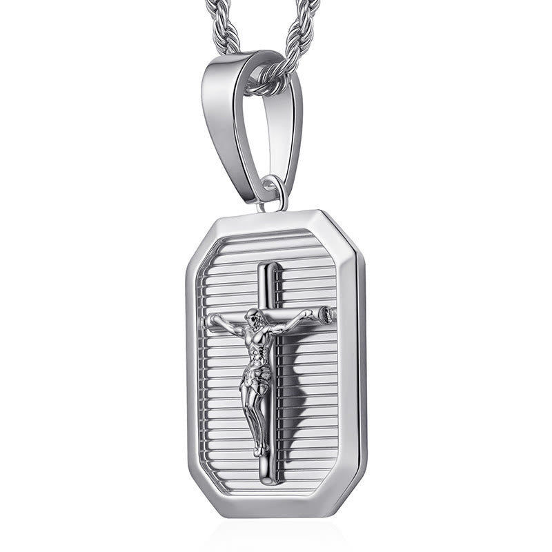 Crucifix Dog Tag Necklace