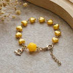 Yellow Heart Bead Rosary & Bracelet Set