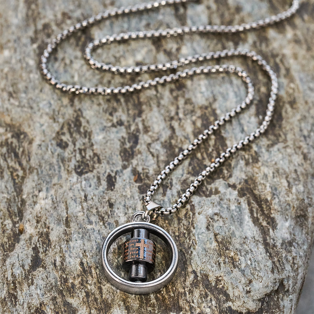 Rotating Cross Scripture Necklace