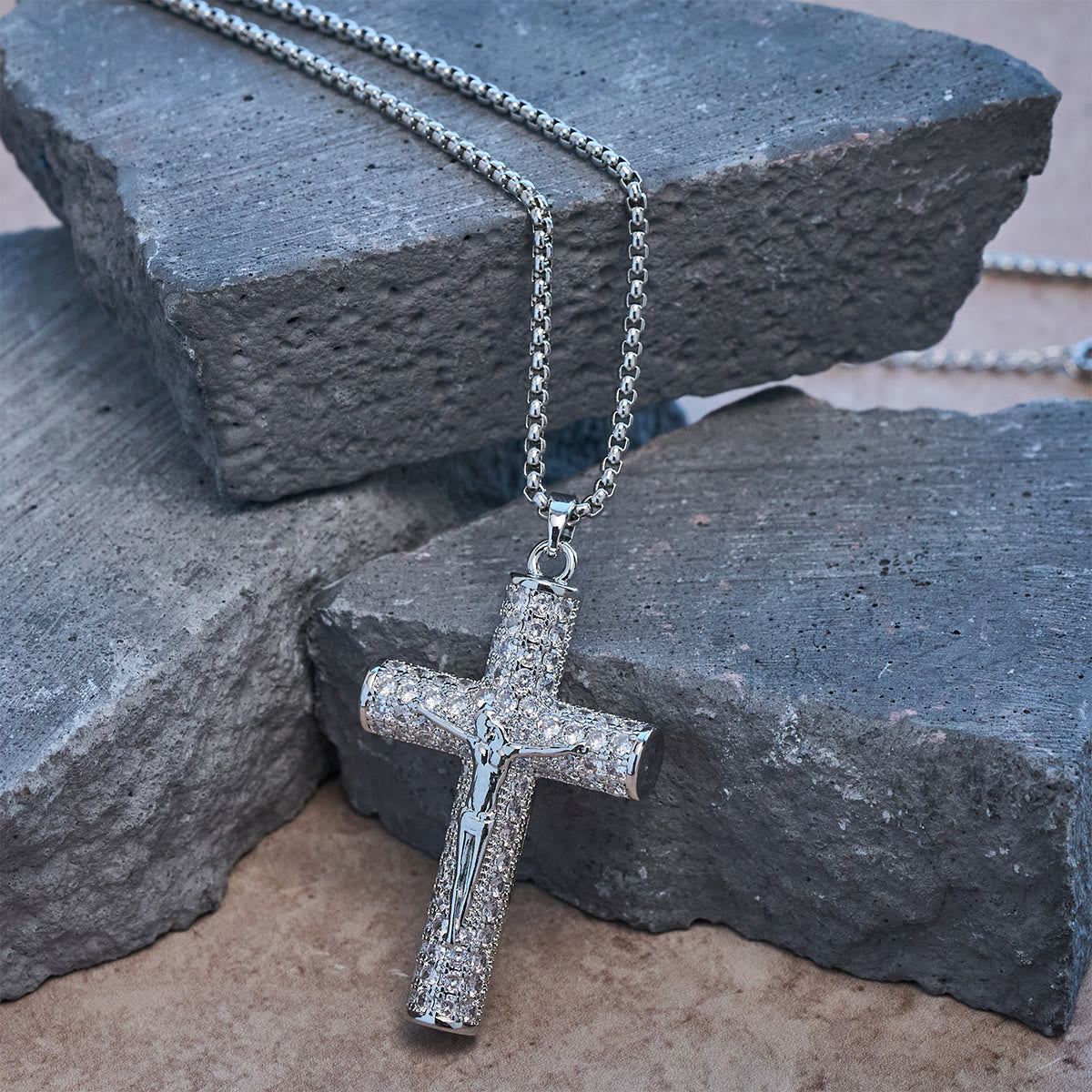 Jesus Crucifix Paved Necklace