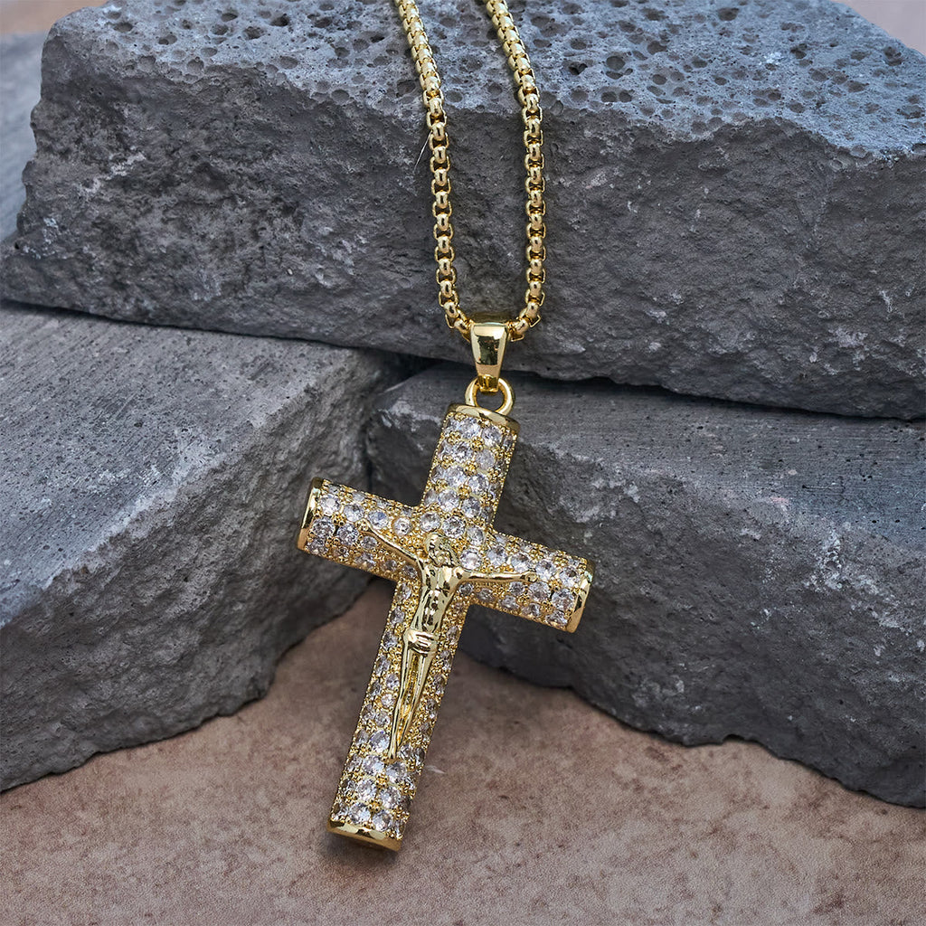 Jesus Crucifix Paved Necklace
