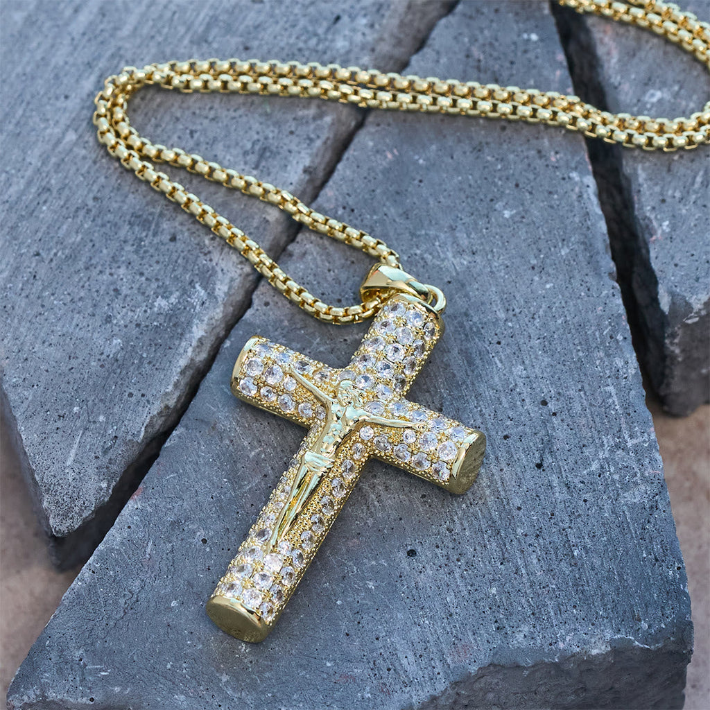 Jesus Crucifix Paved Necklace