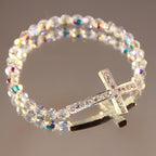 White & Peacock Blue Cross Bracelet