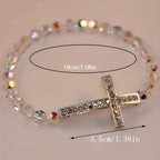 White & Peacock Blue Cross Bracelet