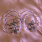 White & Peacock Blue Cross Bracelet