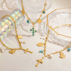 Three-Style Cross & Medal Necklace