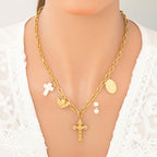 Three-Style Cross & Medal Necklace