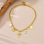 Three-Style Cross & Medal Necklace