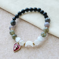 Night-to-Day Tidal Gradient Bracelet with Red Heart Cross