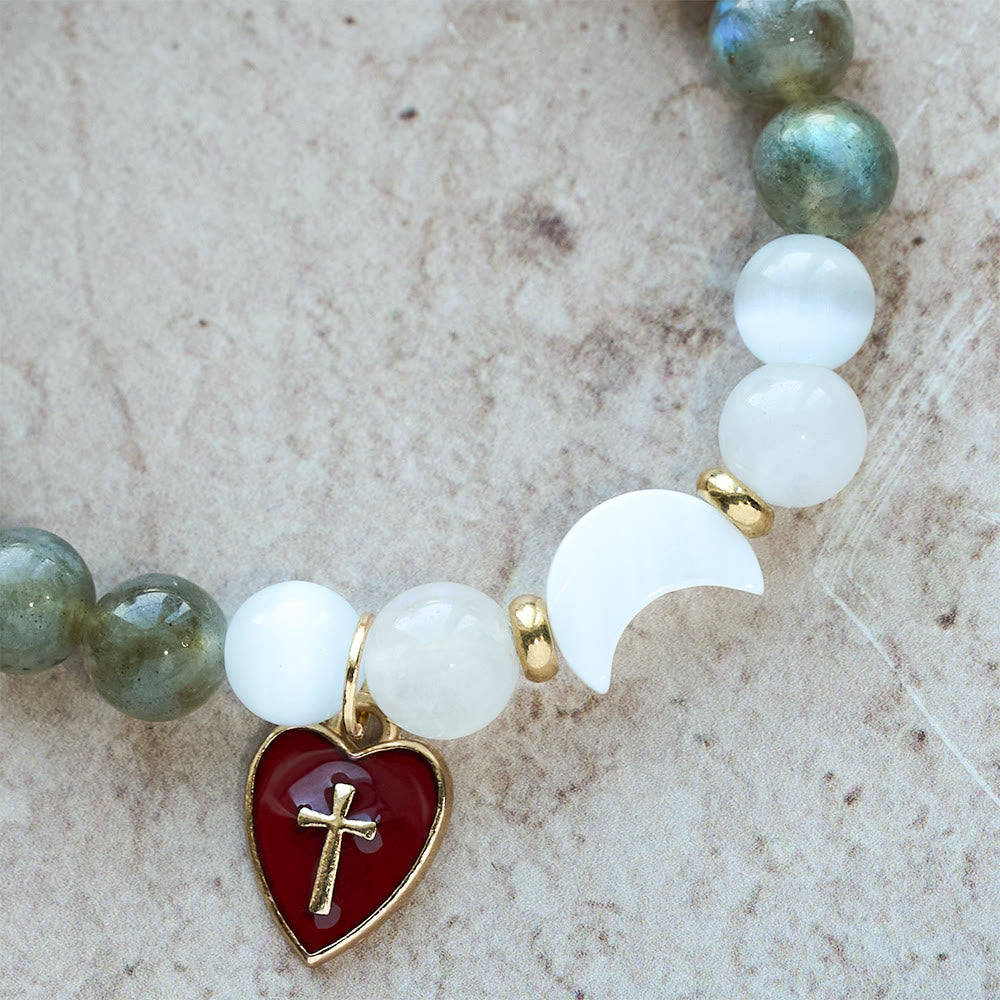 Night-to-Day Tidal Gradient Bracelet with Red Heart Cross