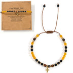 Natural Stone & Cross Bracelet with Bible Card Series